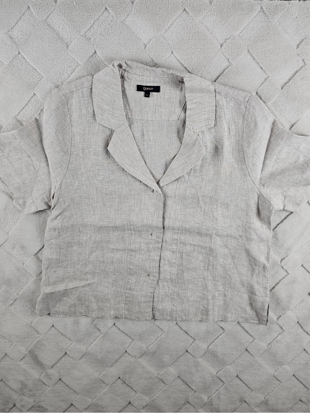 Quince Linen Short-Sleeve Button Front Top Wmoens Small